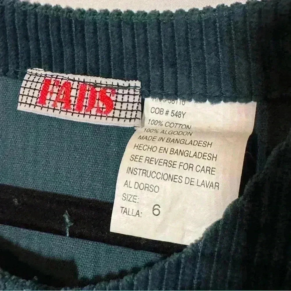 Vintage FADS 90s corduroy button up down long sleeve dress farm core 90s size 6 - Picture 5 of 12